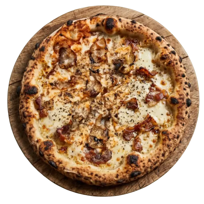 Pizza Carbonara con guanciale y pecorino