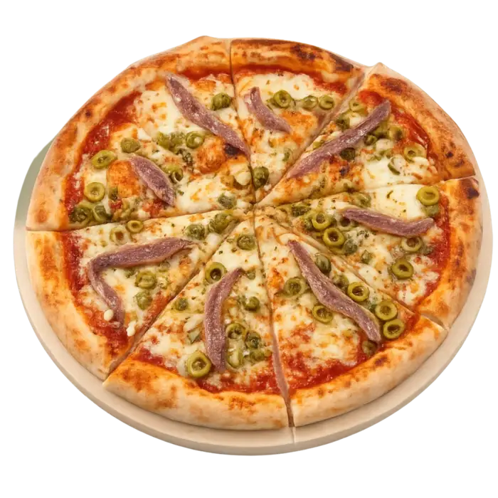 Pizza Puttanesca con anchoas y aceitunas