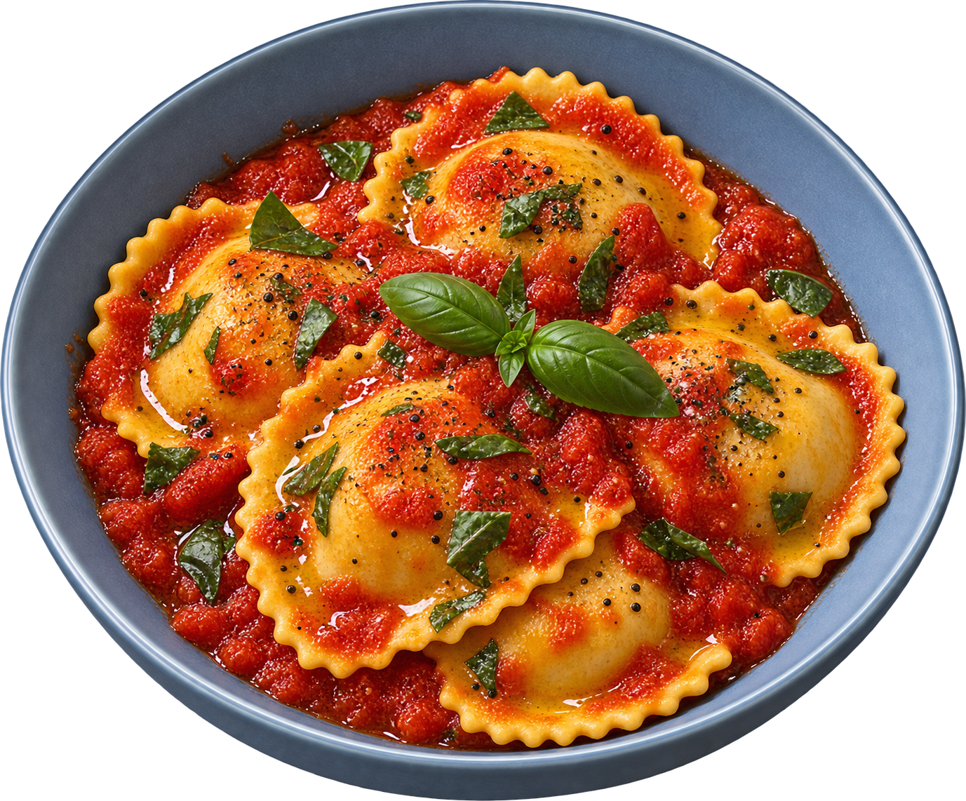 Raviolone Vegano de calabaza y seitán en Luna di Napoli